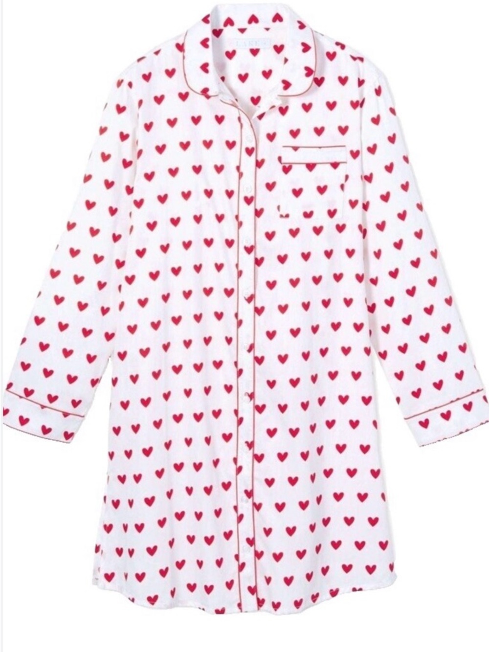 Women's White Nightshirt with Red Heart Print - Cozy Sleep Dress